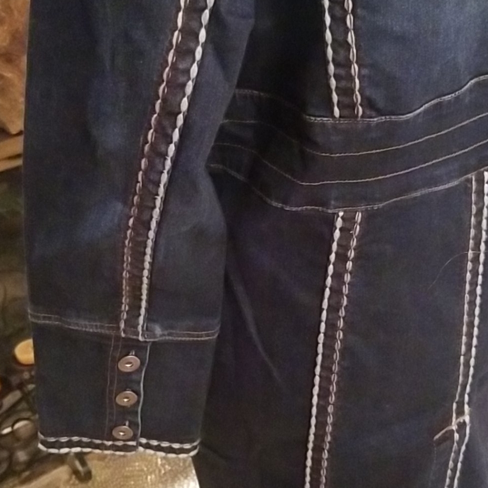 Midnight Velvet Denim Long Jacket - Picture 11 of 14